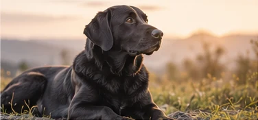 Erwachsener Hund entspannt im Freien