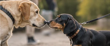 Hundebegegnung beim Spaziergang